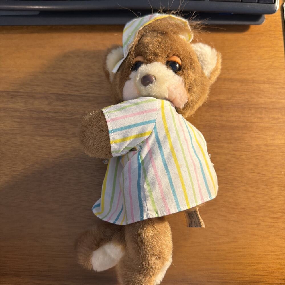 VTG 1989 Applause Teddy Bear Pijamas Plush Rattle Stuffed Animal
